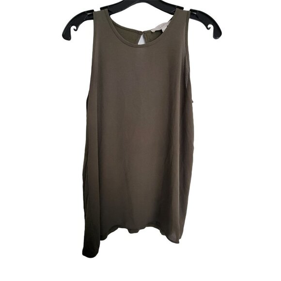 Loft Sleeveless Keyhole Button Back Green Silky Smooth Tank Blouse Top Size XS - Picture 10 of 10
